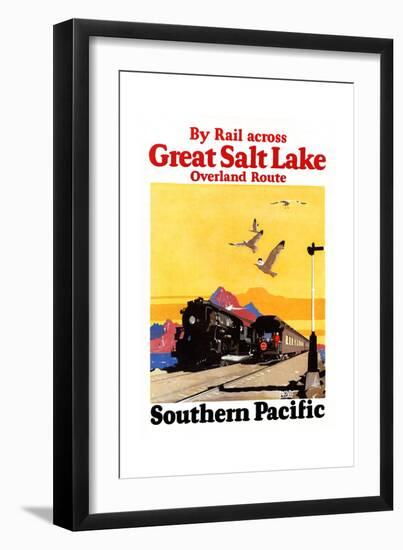 By Rail Across The Greal Salt Lake, Overland Route.-Maurice Logan-Framed Art Print