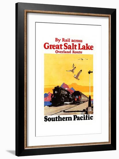 By Rail Across The Greal Salt Lake, Overland Route.-Maurice Logan-Framed Art Print