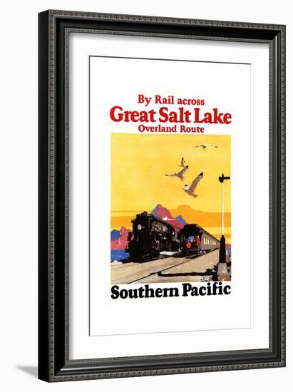 By Rail Across The Greal Salt Lake, Overland Route.-Maurice Logan-Framed Art Print