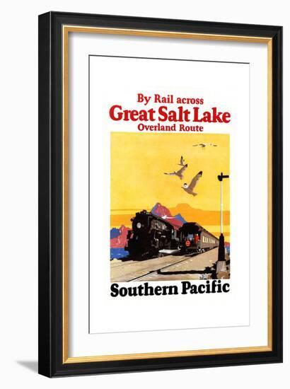 By Rail Across The Greal Salt Lake, Overland Route.-Maurice Logan-Framed Art Print