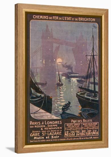 By Rail and Sea from Paris to Brighton or London Featuring the Thames and Tower Bridge-René Péan-Framed Premier Image Canvas