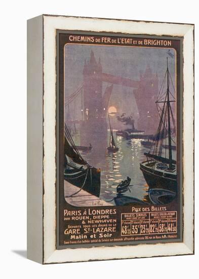 By Rail and Sea from Paris to Brighton or London Featuring the Thames and Tower Bridge-René Péan-Framed Premier Image Canvas