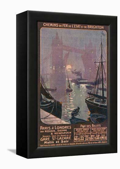 By Rail and Sea from Paris to Brighton or London Featuring the Thames and Tower Bridge-René Péan-Framed Premier Image Canvas