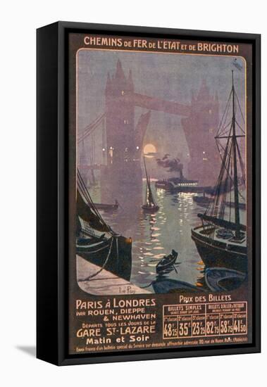 By Rail and Sea from Paris to Brighton or London Featuring the Thames and Tower Bridge-René Péan-Framed Premier Image Canvas