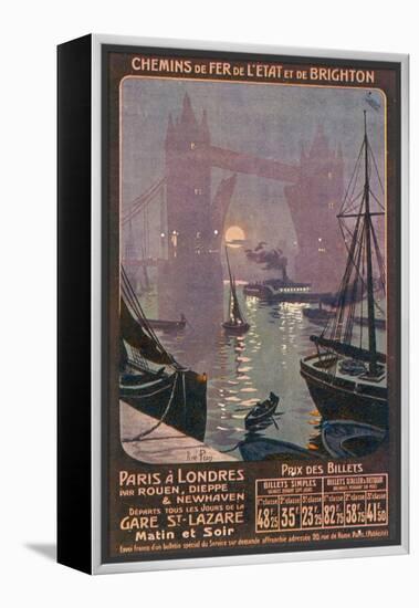 By Rail and Sea from Paris to Brighton or London Featuring the Thames and Tower Bridge-René Péan-Framed Premier Image Canvas