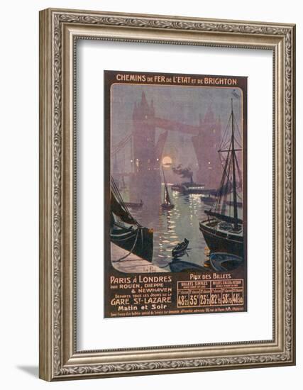 By Rail and Sea from Paris to Brighton or London Featuring the Thames and Tower Bridge-René Péan-Framed Photographic Print