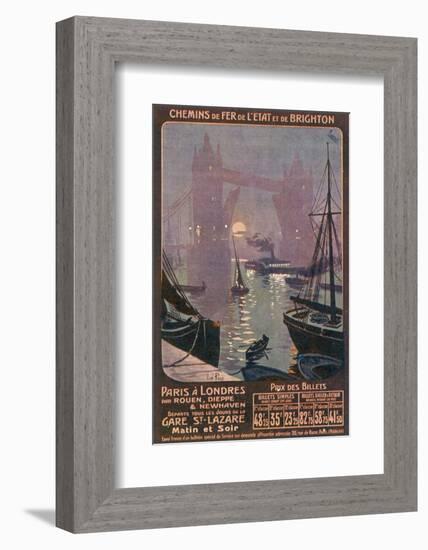 By Rail and Sea from Paris to Brighton or London Featuring the Thames and Tower Bridge-René Péan-Framed Photographic Print