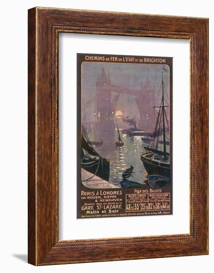 By Rail and Sea from Paris to Brighton or London Featuring the Thames and Tower Bridge-René Péan-Framed Photographic Print