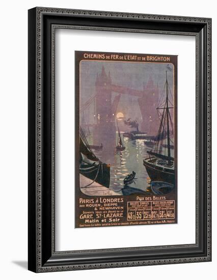 By Rail and Sea from Paris to Brighton or London Featuring the Thames and Tower Bridge-René Péan-Framed Photographic Print