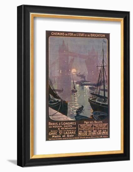 By Rail and Sea from Paris to Brighton or London Featuring the Thames and Tower Bridge-René Péan-Framed Photographic Print