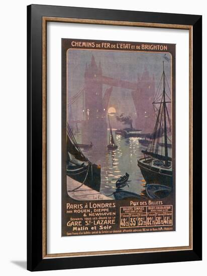 By Rail and Sea from Paris to Brighton or London Featuring the Thames and Tower Bridge-René Péan-Framed Premium Photographic Print