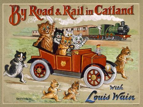 Famous Louis Wain Cat Print the Start of the Race 