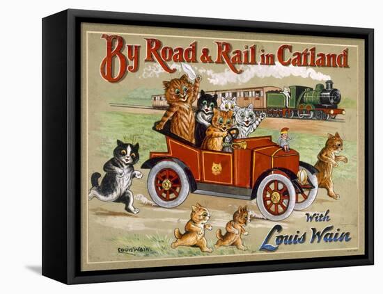 By Road and Rail in Catland, 20Th-Louis Wain-Framed Premier Image Canvas