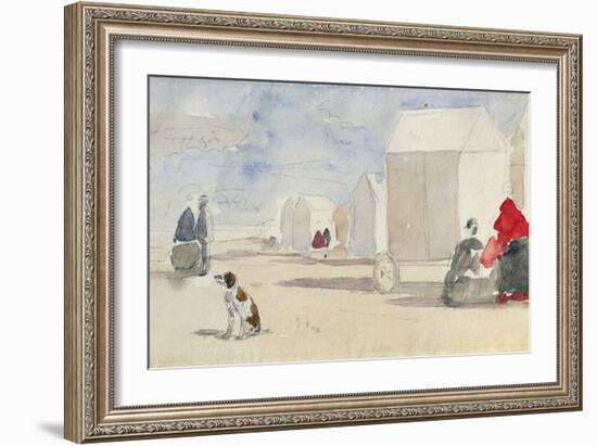 By the Bathing Machines, 1866-Eugène Boudin-Framed Giclee Print