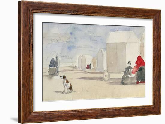 By the Bathing Machines, 1866-Eugène Boudin-Framed Giclee Print