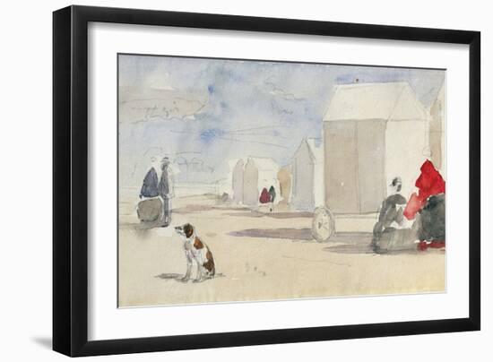 By the Bathing Machines, 1866-Eugène Boudin-Framed Giclee Print