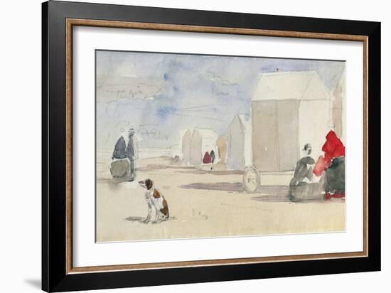 By the Bathing Machines, 1866-Eugène Boudin-Framed Giclee Print