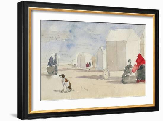 By the Bathing Machines, 1866-Eugène Boudin-Framed Giclee Print