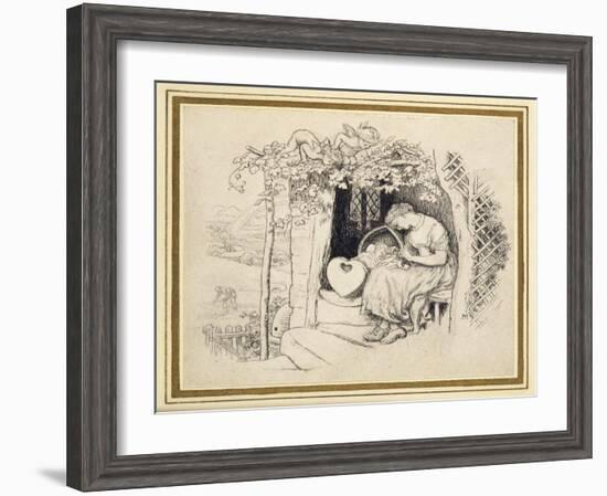 By the Cradle-Arthur Hughes-Framed Giclee Print