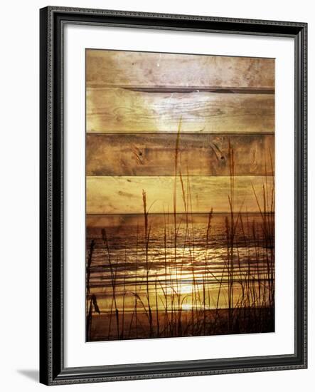 By The Grass Sunset Wood-Gail Peck-Framed Photo