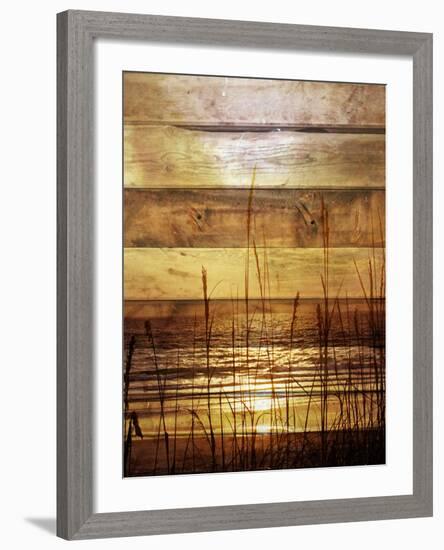 By The Grass Sunset Wood-Gail Peck-Framed Photo