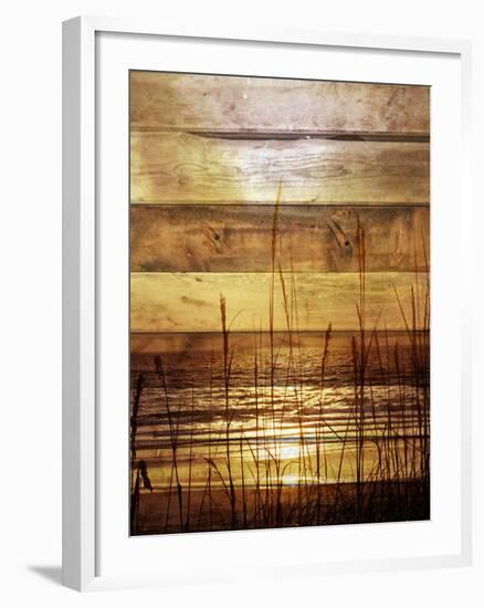 By The Grass Sunset Wood-Gail Peck-Framed Photo