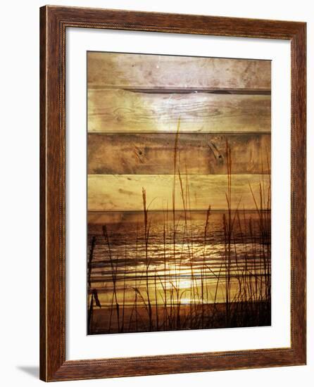 By The Grass Sunset Wood-Gail Peck-Framed Photo