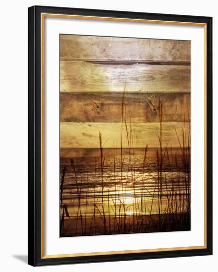 By The Grass Sunset Wood-Gail Peck-Framed Photo