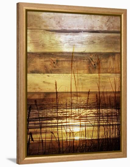 By The Grass Sunset Wood-Gail Peck-Framed Stretched Canvas