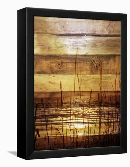 By The Grass Sunset Wood-Gail Peck-Framed Stretched Canvas