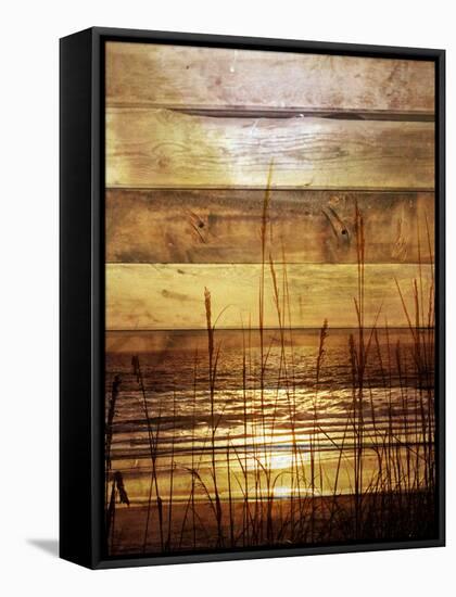 By The Grass Sunset Wood-Gail Peck-Framed Stretched Canvas