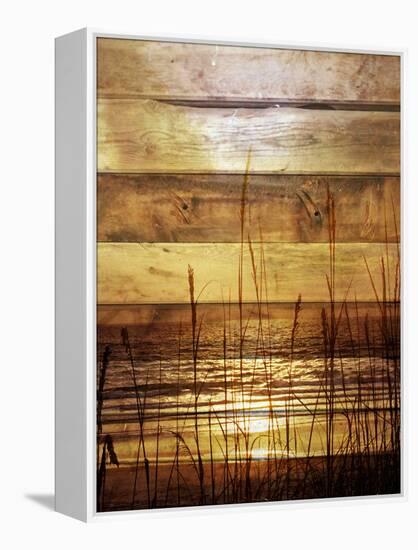 By The Grass Sunset Wood-Gail Peck-Framed Stretched Canvas