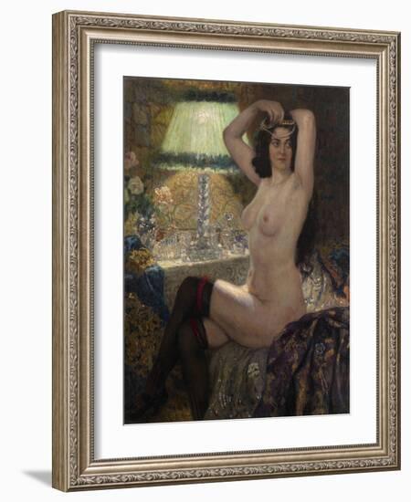 By the Green Lamp-Nikolai Petrovich Bogdanov-Belsky-Framed Giclee Print