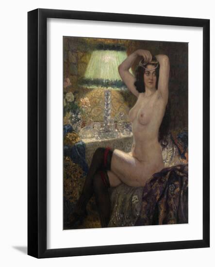 By the Green Lamp-Nikolai Petrovich Bogdanov-Belsky-Framed Giclee Print