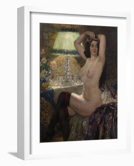 By the Green Lamp-Nikolai Petrovich Bogdanov-Belsky-Framed Giclee Print