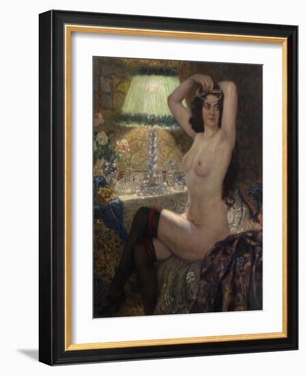 By the Green Lamp-Nikolai Petrovich Bogdanov-Belsky-Framed Giclee Print