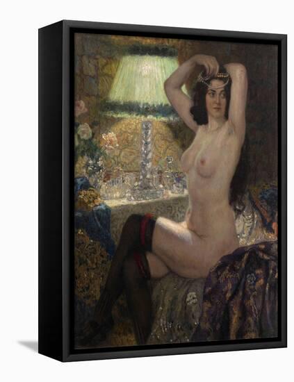 By the Green Lamp-Nikolai Petrovich Bogdanov-Belsky-Framed Premier Image Canvas