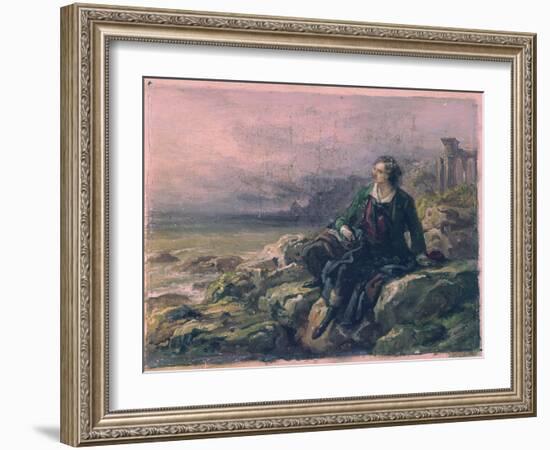 Byron Among the Ruins of Greece-Giovanni Carnovali (Piccio)-Framed Art Print