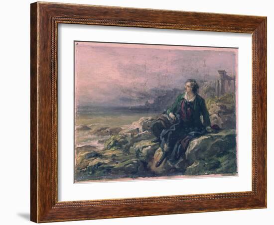 Byron Among the Ruins of Greece-Giovanni Carnovali (Piccio)-Framed Art Print