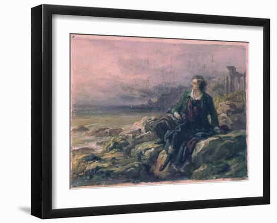 Byron Among the Ruins of Greece-Giovanni Carnovali (Piccio)-Framed Art Print