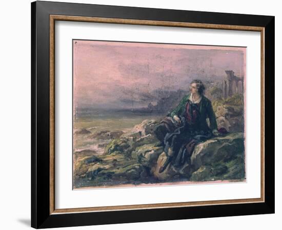 Byron Among the Ruins of Greece-Giovanni Carnovali (Piccio)-Framed Art Print