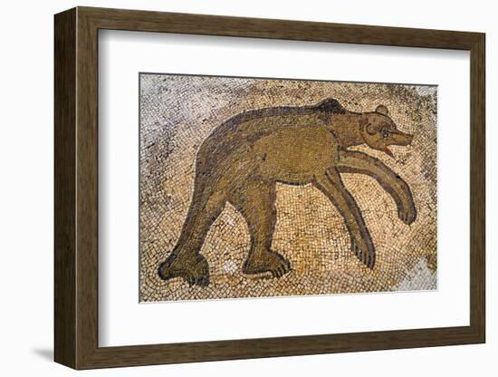 Byzantine bear mosaic, the Theater, Roman ruins of Bulla Regia, Tunisia-Nico Tondini-Framed Photographic Print