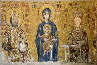 Comnenus Mosaic Depicting Madonna and Child, Hagia Sophia, Turkey. (Mosaic) - Giclee Print, 18x12