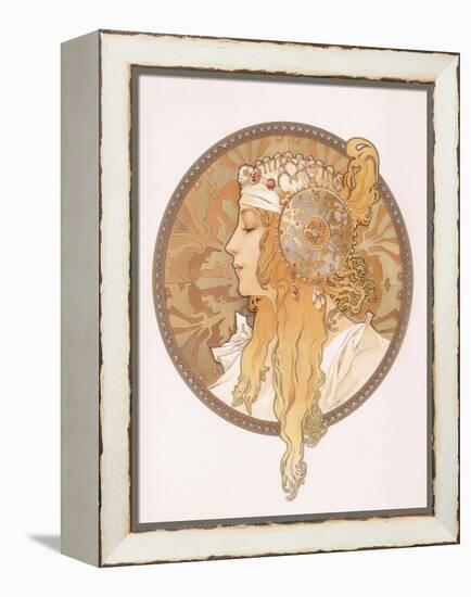 Byzantine Head of a Blond Maiden; Tete Byzantine D'Une Femme Blonde, C.1897 (Lithograph in Colours)-Alphonse Mucha-Framed Premier Image Canvas