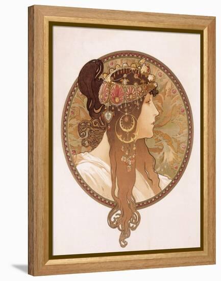 Byzantine Head of a Brunette; Tete Byzantine D'Une Brunette, C.1897 (Lithograph in Colours)-Alphonse Mucha-Framed Premier Image Canvas