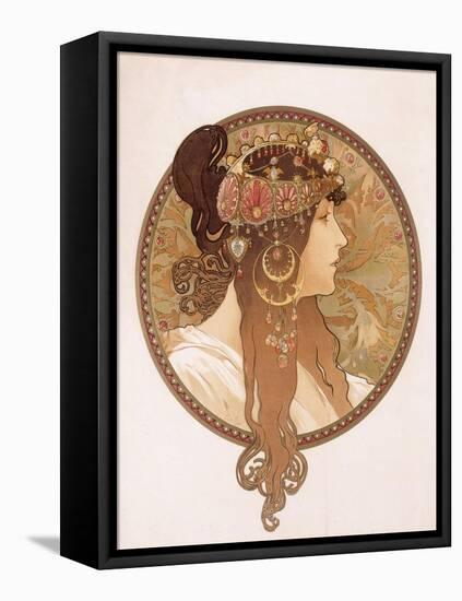 Byzantine Head of a Brunette; Tete Byzantine D'Une Brunette, C.1897 (Lithograph in Colours)-Alphonse Mucha-Framed Premier Image Canvas