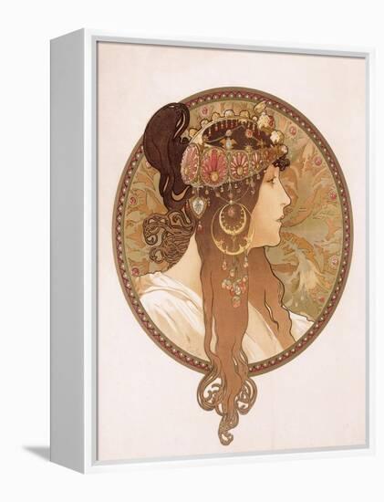 Byzantine Head of a Brunette; Tete Byzantine D'Une Brunette, C.1897 (Lithograph in Colours)-Alphonse Mucha-Framed Premier Image Canvas