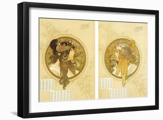 Byzantine Heads; Tetes Byzantines, 1900-Alphonse Mucha-Framed Giclee Print