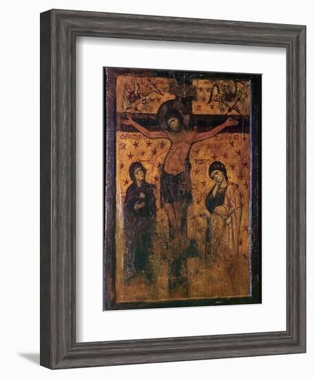 Byzantine icon of the Crucifixion. Artist: Unknown-Unknown-Framed Giclee Print