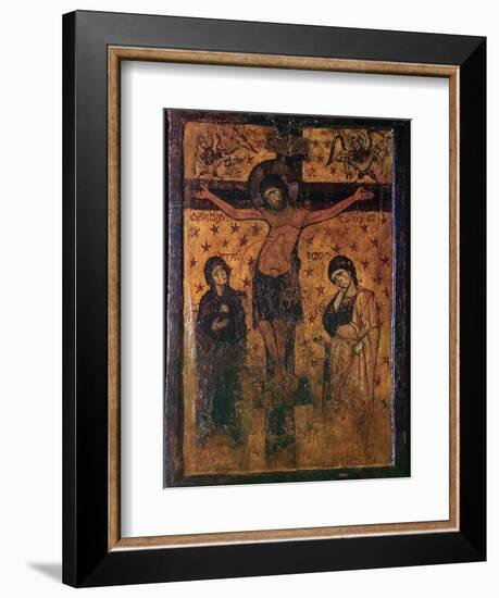 Byzantine icon of the Crucifixion. Artist: Unknown-Unknown-Framed Giclee Print